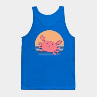 Oh Crab Day, Kawaii Cute Crab, Funny Pun, Vintage Sun Background, Oh Crap Tank Top